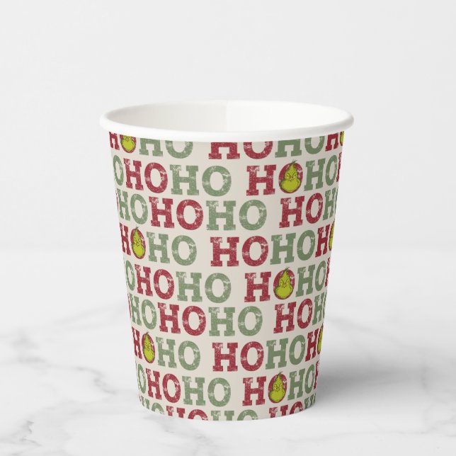Der Grinch | Ho Ho Ho Muster Pappbecher (Links)