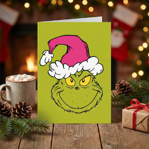 Der Grinch mit rosa Santa-Mütze Karte