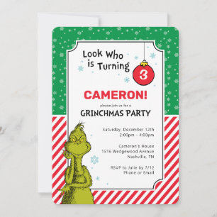 Der Grinch Rot und Grün Schneeflocke 3. Geburtstag