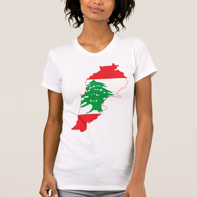 Der GROSSDRUCK Libanon-Flaggen-Karte T-Shirt (Vorderseite)