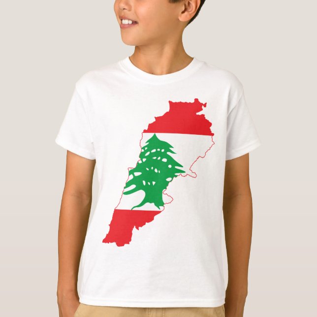 Der GROSSDRUCK Libanon-Flaggen-Karte T-Shirt (Vorderseite)