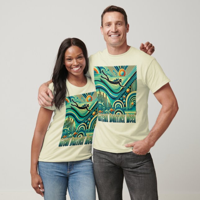 Der große Barrier Reef Retro Diving T - Shirt (Unisex)
