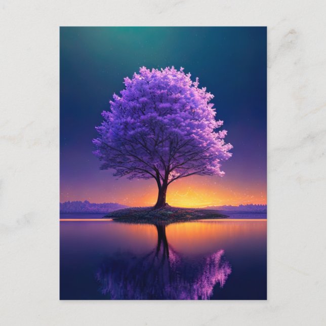 Der große Baum Stehend am See Postkarte (Vorderseite)