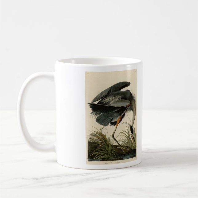 Der große Blaue Heron von Audubons Vögeln Amerikas Kaffeetasse (Links)