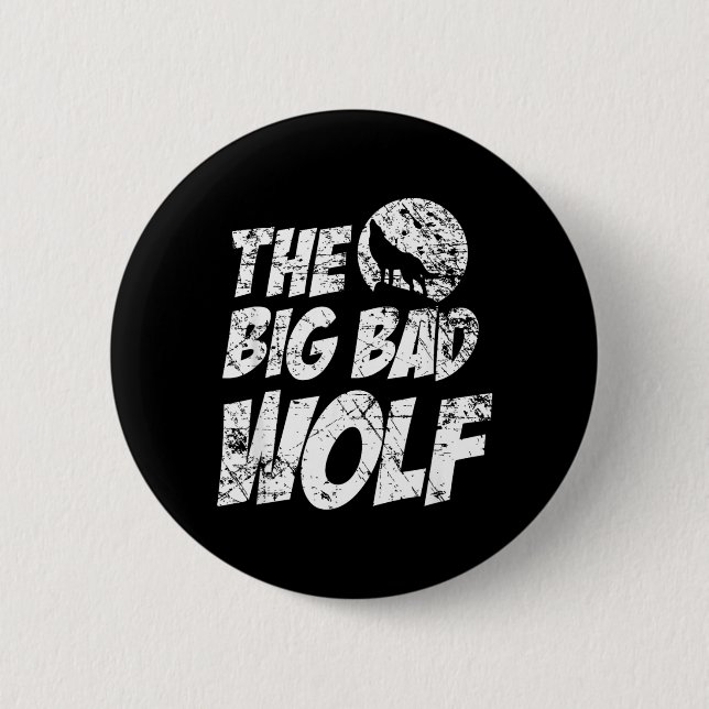 Der große böse Wolf-Shirt Lustiges süßes Halloween Button (Vorderseite)