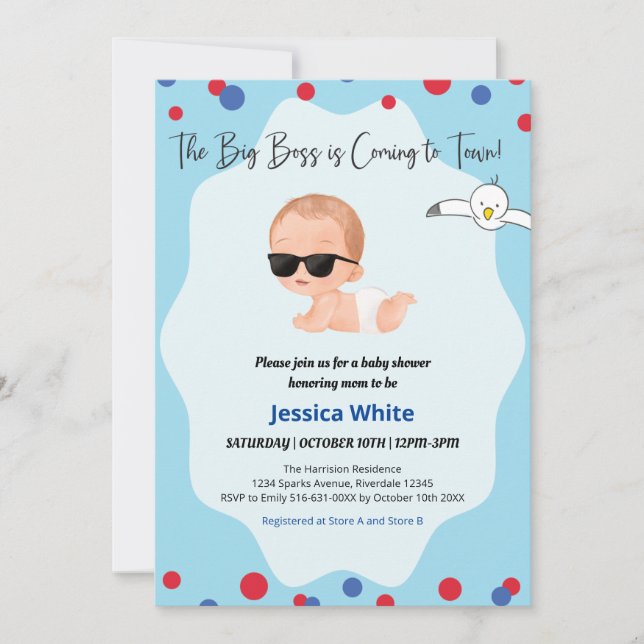 Der Große Boss kommt in die Stadt! Einladung (Vorderseite)