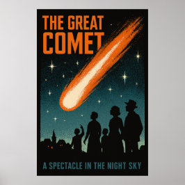 Der große Comet - Vintager nächtlicher Himmel Poster