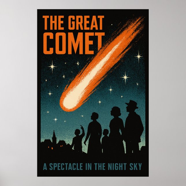 Der große Comet - Vintager nächtlicher Himmel Poster (Vorne)
