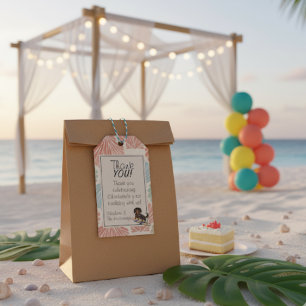 Der große Dackel Tropical Surf Geburtstag Geschenkanhänger