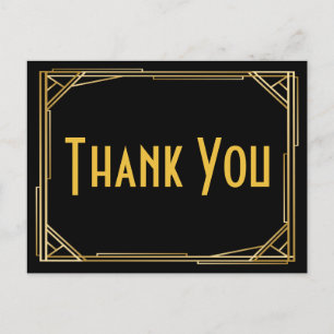 Der große Gatsby Dankeschön Schwarz Gold Art Deco Postkarte