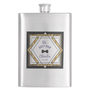 Der große Gatsby Gold Weiß Art Deco DER TRAUZEUGE Flachmann