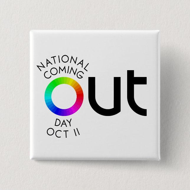 Der große HERAUS Quadrat-Weiß-Knopf Button (Vorderseite)