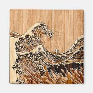 Der Große Hokusai Wave Bamboo Holz Grain Style Magnet