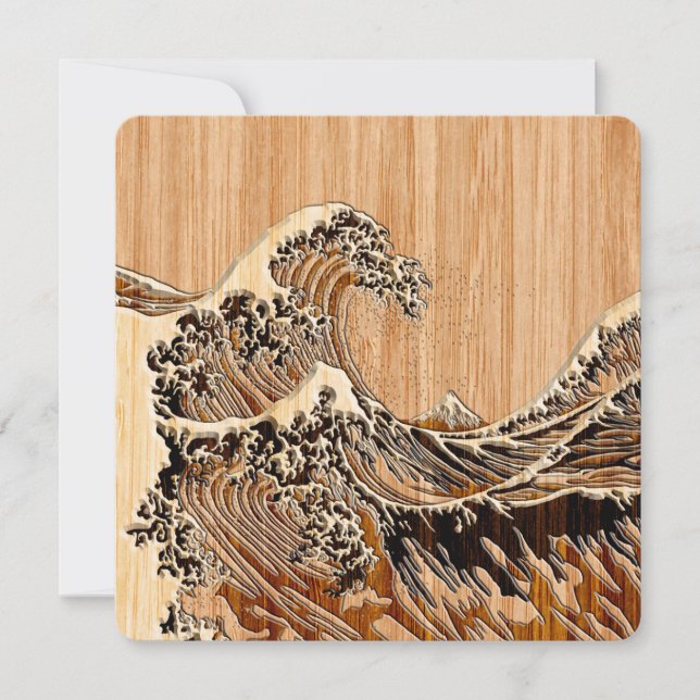 Der große Hokusai Wave Bamboo-Holzstil (Vorderseite)