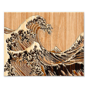 Der große Hokusai Wave Bamboo-Holzstil Fotodruck