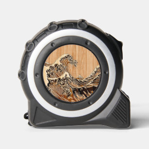 Der große Hokusai Wave Bamboo Wood Inlay Style Maßband