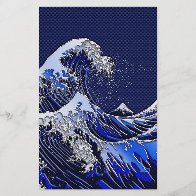 Der große Hokusai Wave Carbon Fibre Style Briefpapier (Vorderseite)