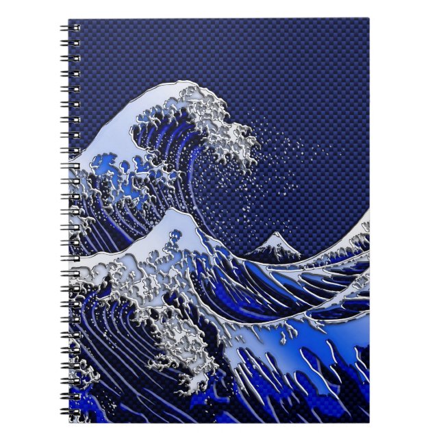 Der große Hokusai Wave Carbon Fibre Style Notizblock (Vorderseite)