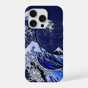 Der große Hokusai Wave Chrome Carbon Style iPhone 15 Pro Hülle