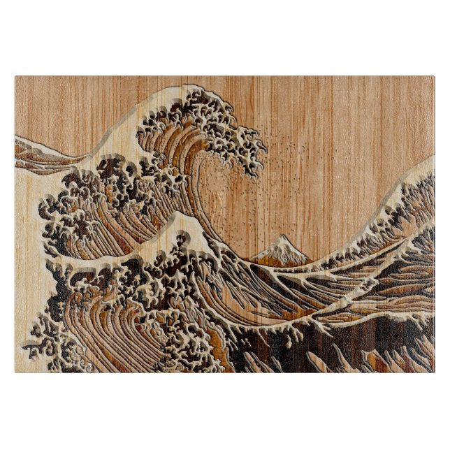 Der große Hokusai Wellen-hölzerne Art-Bambusakzent Schneidebrett (Vorderseite)