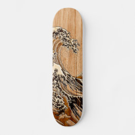 Der große Hokusai Wellen-hölzerne Art-Bambusakzent Skateboard