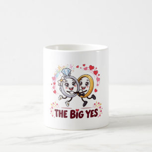 Der große Ja-Verlobungsring Cartoon-Paar Kaffeetasse