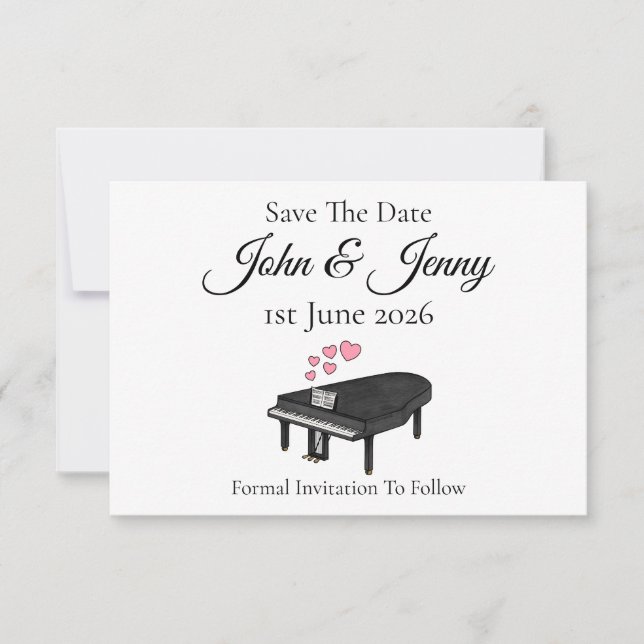 Der große Pianist Musical Wedding Save the Date (Vorderseite)