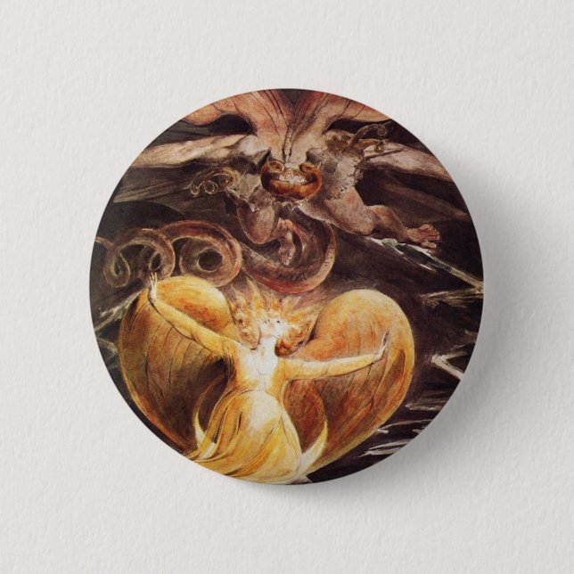 Der große rote Drache und die Frau gekleidet Button (Vorderseite)