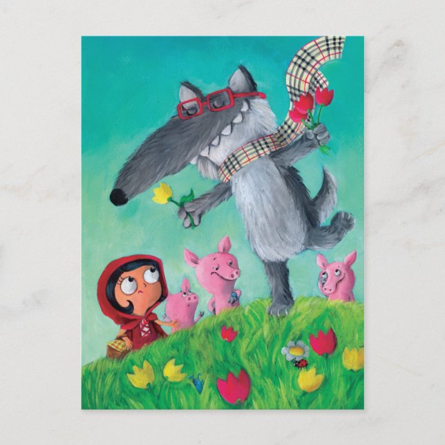 Der große schlechte Wolf Postkarte (Vorderseite)