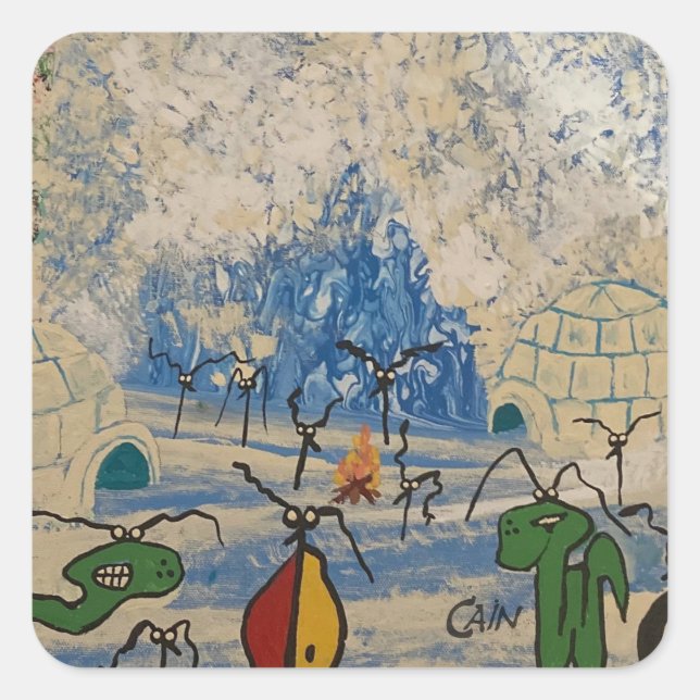 DER GROSSE SCHNEESCHÖN QUADRATISCHER AUFKLEBER (Vorderseite)