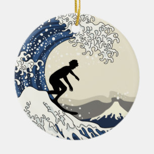 Der große Surfer von Kanagawa Keramik Ornament