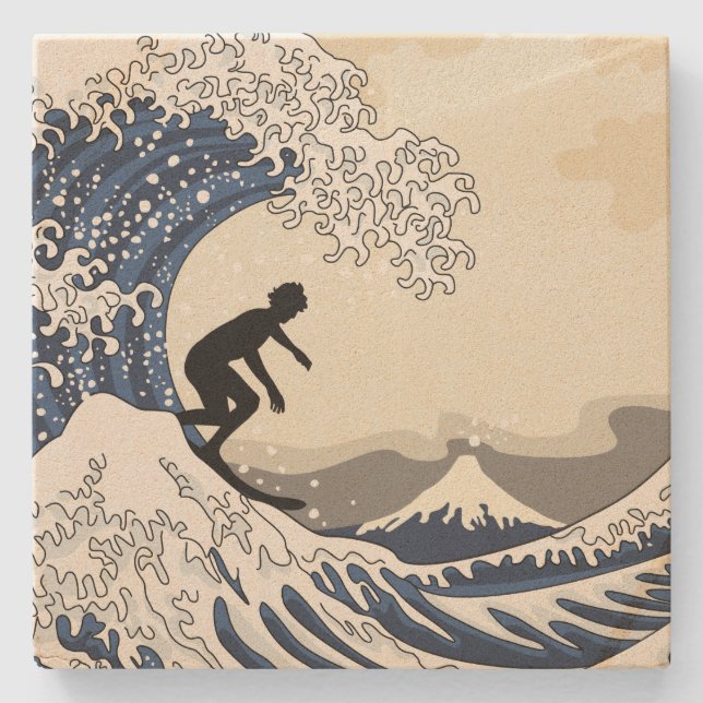 Der große Surfer von Kanagawa Steinuntersetzer (Vorderseite)