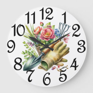 Der große Uhr im Blumengarten