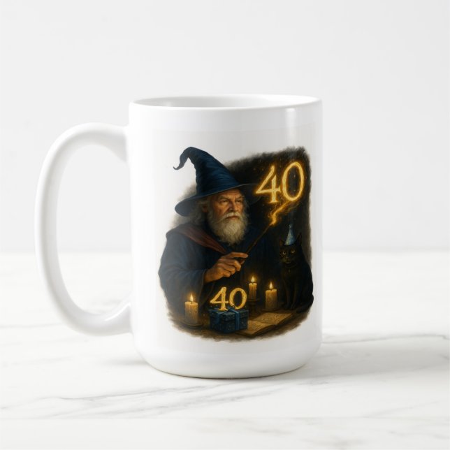 Der Große Verzauberer wird 40: Wizard Birthday Tas Kaffeetasse (Links)