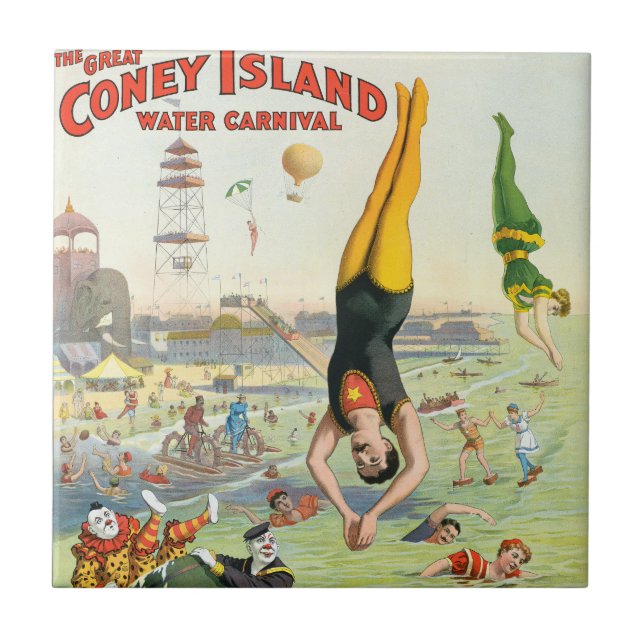 Der große Wasserkarneval der Coney Island Fliese (Vorderseite)