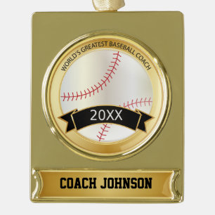 Der größte Baseballtrainer der Welt Personalisie Banner-Ornament Gold