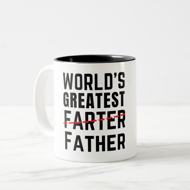 DER GRÖSSTE FARTER DER WELT - VATER - VATER - VATE ZWEIFARBIGE TASSE (Vorderseite Links)