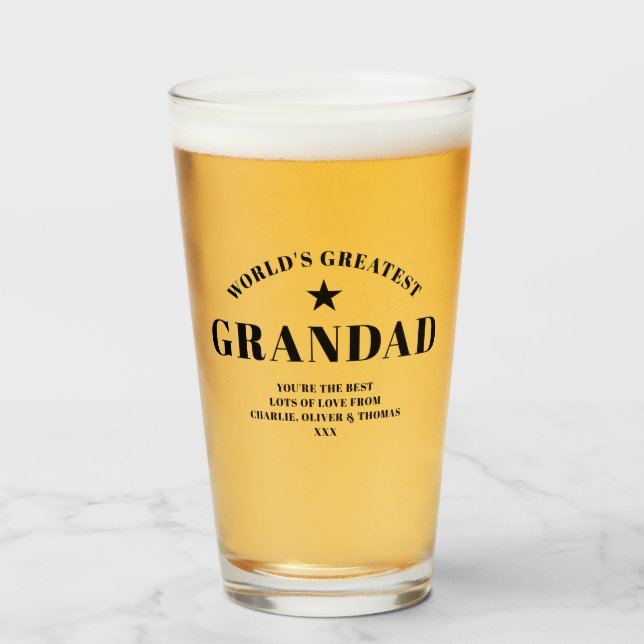 Der größte GRANDAD-Schwarz-Personalisierte Pint de Glas (Vorne (Gefüllt))
