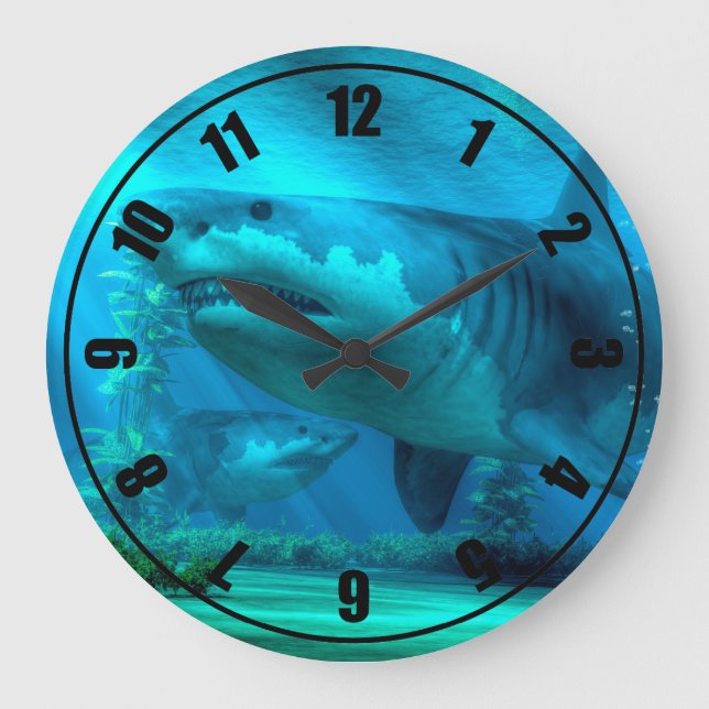 Der größte Haifisch Große Wanduhr (Vorderseite)