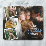 Der größte Papa der Welt mit vier Fotos Maus Pad Mousepad<br><div class="desc">Niedliches Kindermädchen mit 4 Familienbildern,  die Sie durch Ihr eigenes ersetzen können,  das niedliche Sprichwort "der weltgrößte Papa" und Ihre Namen.</div>