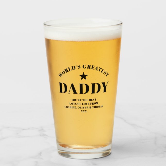 Der größte Personalisierte DADDY-Pint der Welt Glas (Vorne (Gefüllt))