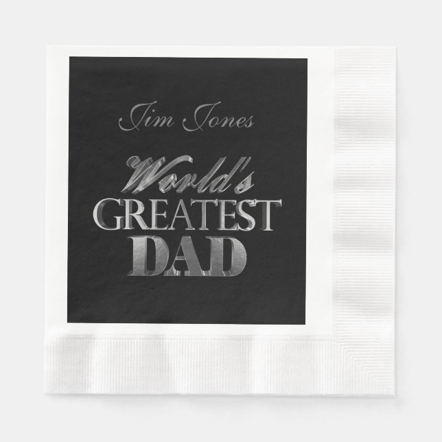 Der größte Vater der Welt Elegant Black Silver Gra Serviette (Vorderseite)