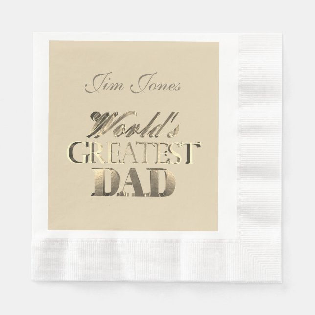 Der größte Vater der Welt Elegant Gold Look Elfenb Serviette (Vorderseite)