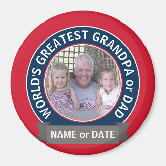 Der größte Vater der Welt Großvater Foto rot blau Magnet