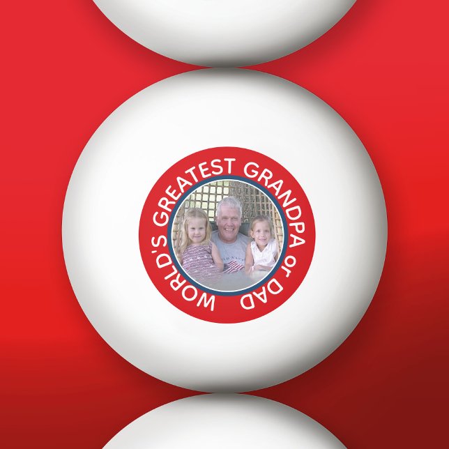 Der größte Vater der Welt Großvater Foto rot blau Tischtennisball (Custom Ping Pong Balls)