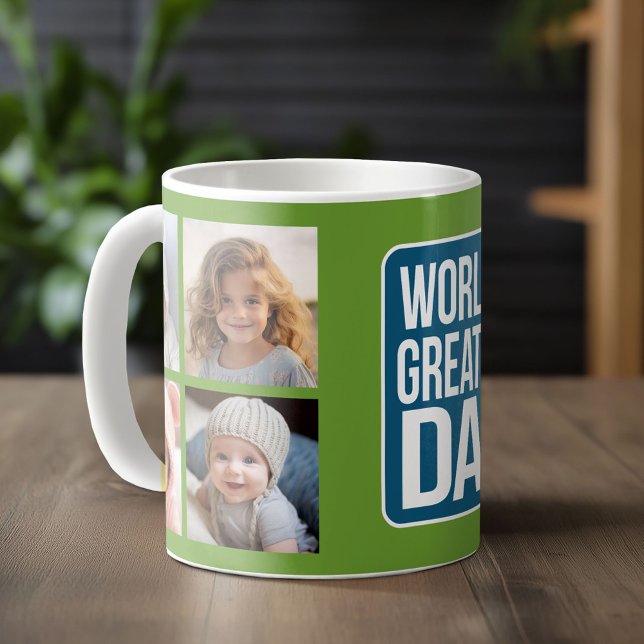 Der größte Vater der Welt - Navy Blue und Lime Gre Kaffeetasse (Custom Photo Mug)