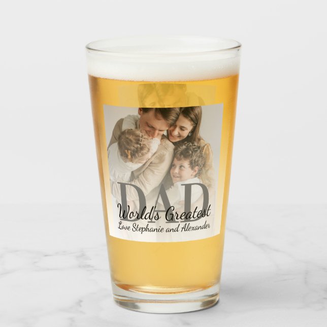 Der größte Vater der Welt zum Vatertag mit Foto Glas (Vorne (Gefüllt))
