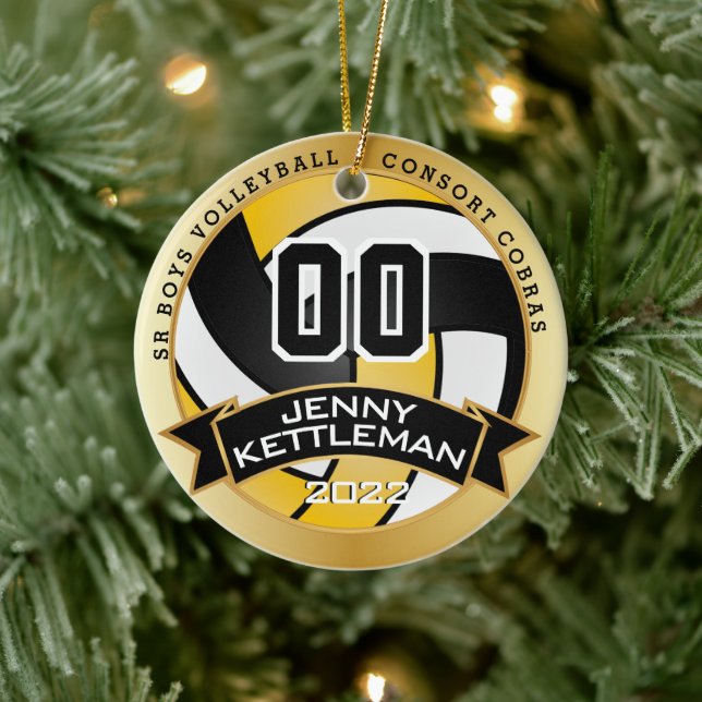 Der größte Volleyballspieler der Welt - Gelb Keramik Ornament (Baum)