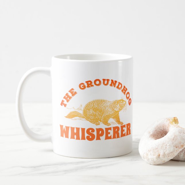 Der Groundhog Whisperer - Groundhog Day Kaffeetasse (Mit Donut)