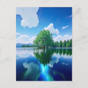 Der Grünbaum auf der kleinen Insel Postkarte